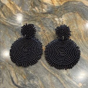 Black Beaded Statement Earrings